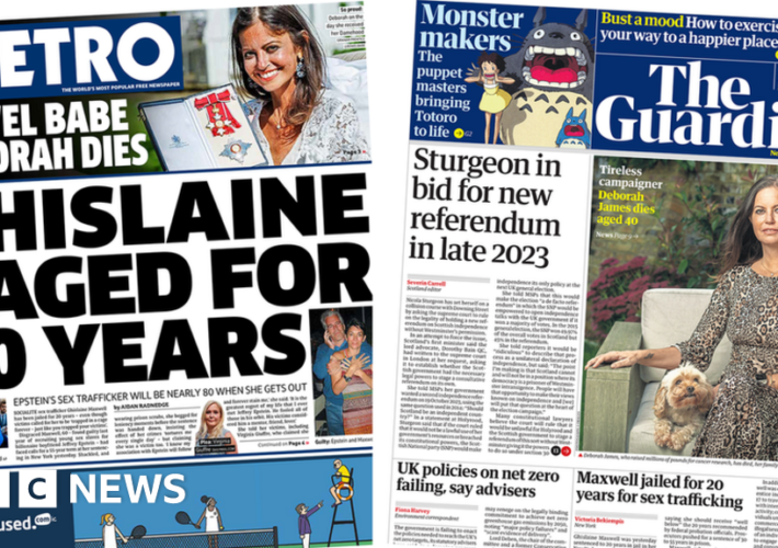 The Papers: ‘Ghislaine caged’ and ‘Sturgeon’s referendum bid’