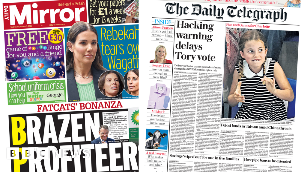 The Papers: Outrage over oil profits and hack delay to PM vote