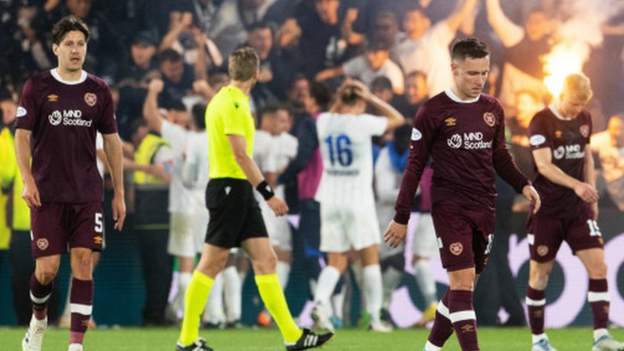 Heart of Midlothian 0-1 Zurich (1-3): 10-man Hearts have to settle for Europa Conference League