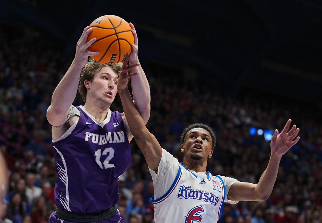 No. 1 Kansas overwhelms Furman in 2nd half, wins 86-51